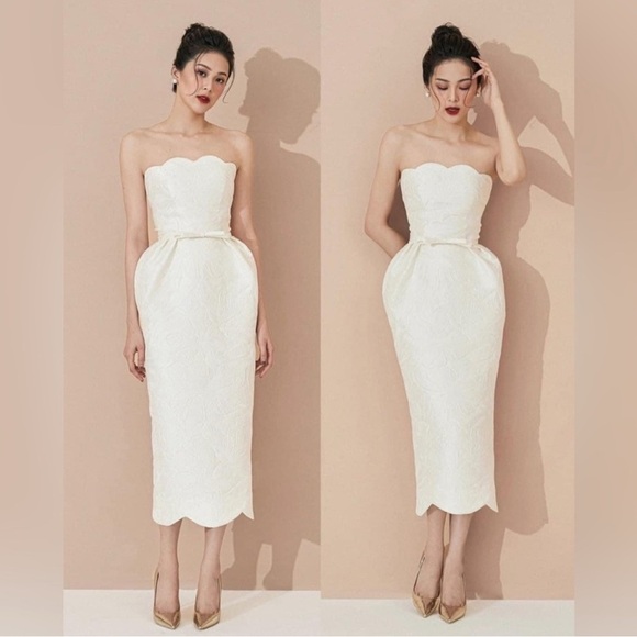 Lane JT Petal Strapless Dress Size Large NWT Bridal Petal Hem & Neckline - Picture 1 of 9